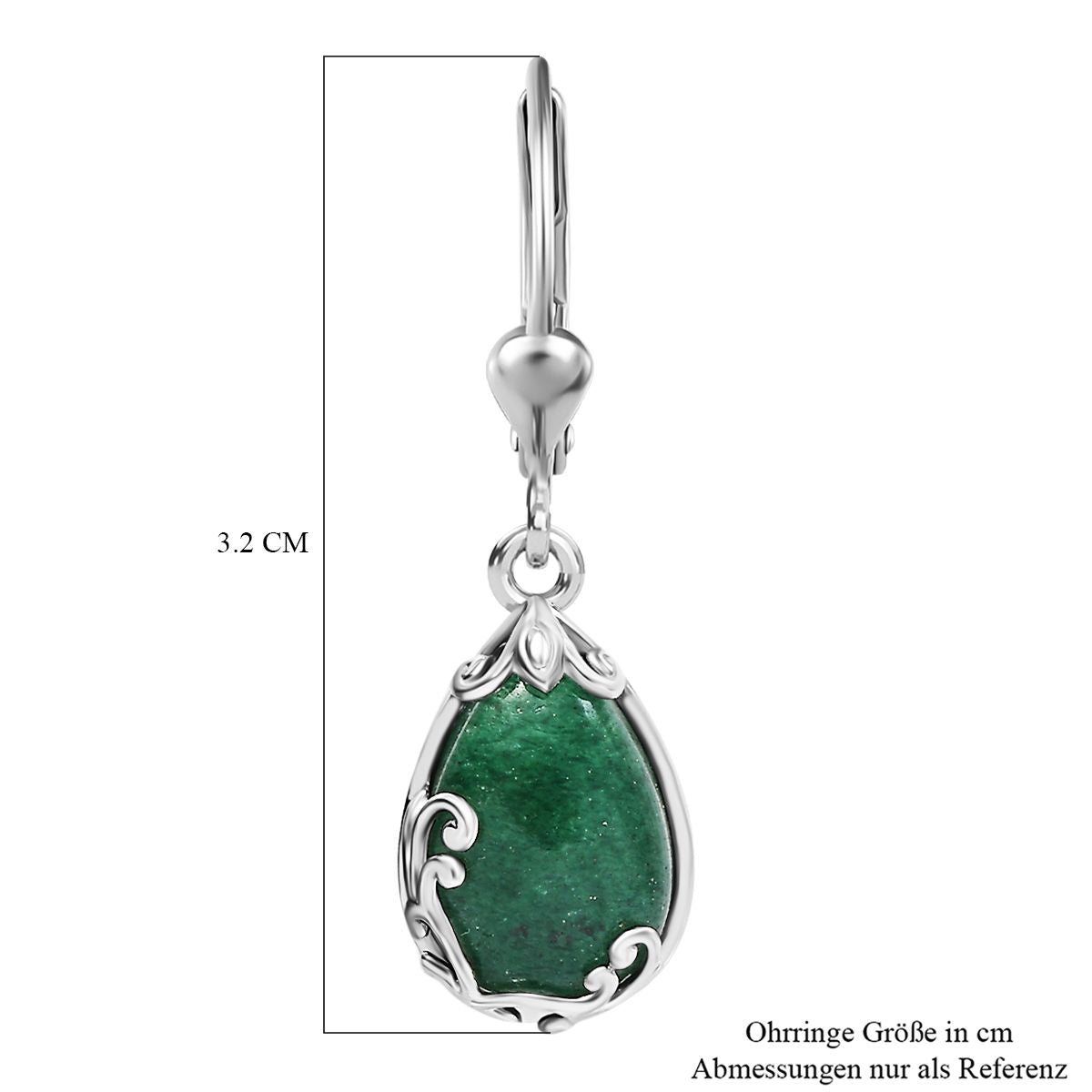 Grüner Aventurin Ohrringe 925 Silber platiniert ca. 5.89 ct