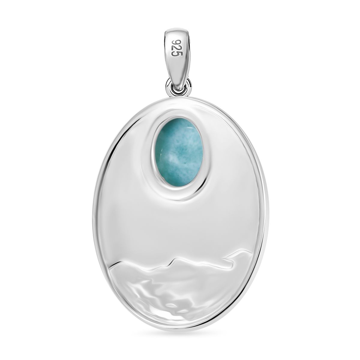AA Natürlicher grüner Larimar Anhänger 925 Silber Rhodiniert und 750 Gelbgold Vermeil ca. 2.42 ct