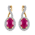 AAA Taveta-Rubin, Weißer Diamant Ohrringe 417 Gold ca. 2,53 ct.