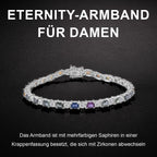 Regenbogen Saphir, Weißes Zirkon Armband ca. 19 cm 925 Silber rhodiniert ca. 7.98 ct