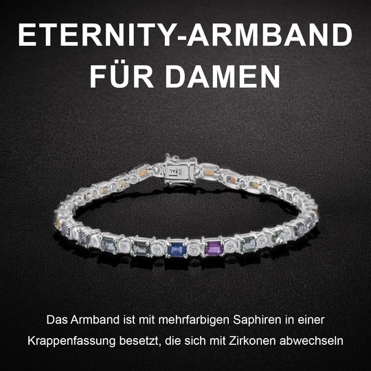 Regenbogen Saphir, Weißes Zirkon Armband ca. 19 cm 925 Silber rhodiniert ca. 7.98 ct