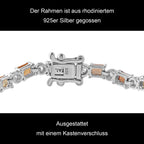Regenbogen Saphir, Weißes Zirkon Armband ca. 19 cm 925 Silber rhodiniert ca. 7.98 ct