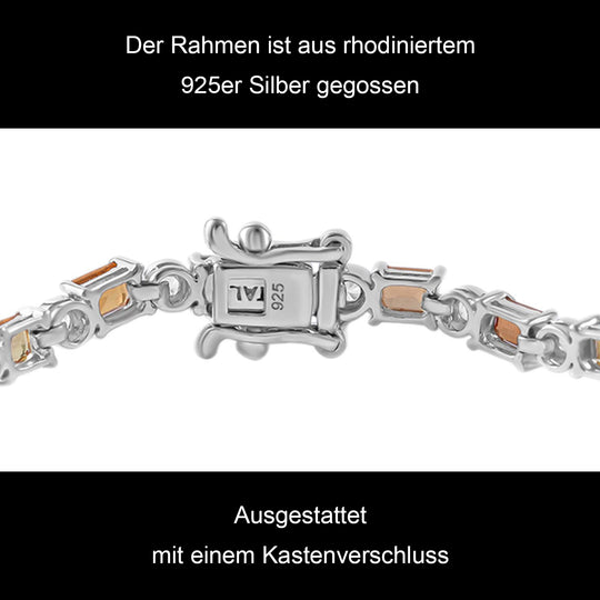 Regenbogen Saphir, Weißes Zirkon Armband ca. 19 cm 925 Silber rhodiniert ca. 7.98 ct