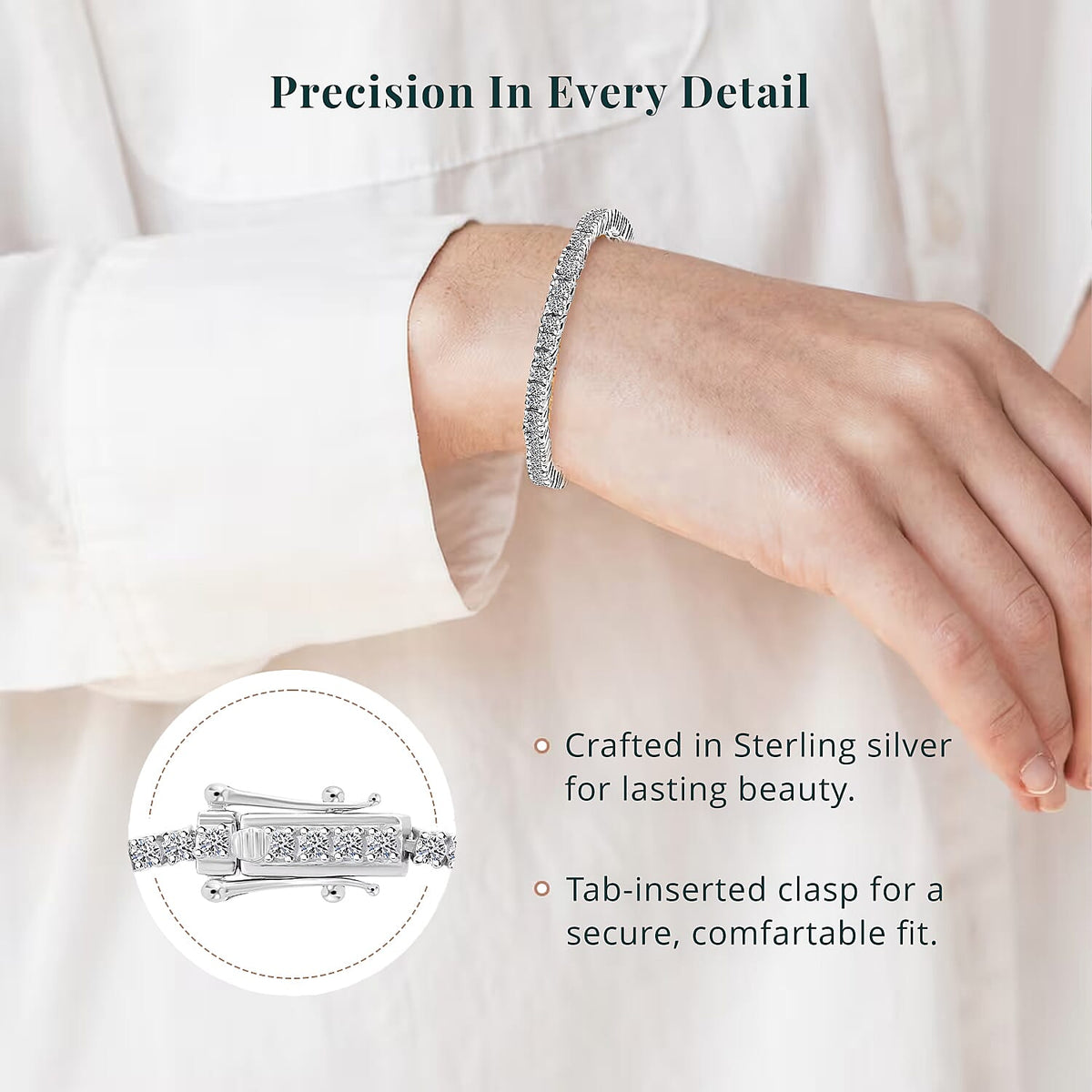 LUXURIANT DIAMOND - Lab Grown Diamant SI Armband ca. 15.25 cm 925 Silber Platiniert ca. 2,00 ct.