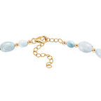 Natürlicher grüner Larimar Perlen-Halskette, ca. 50 cm, 925 Silber 750 Gelb Vergoldet