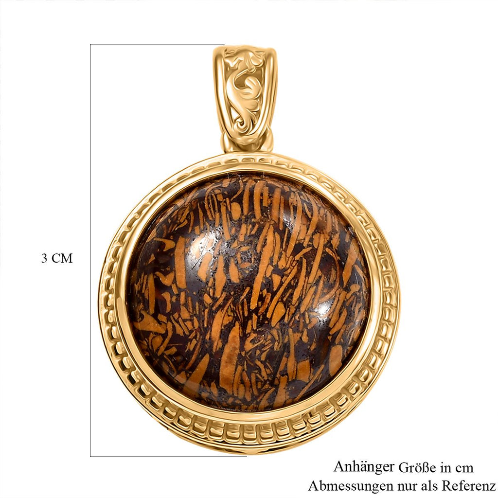 Skript Stein Anhänger, Messing, ca. 14.66 ct