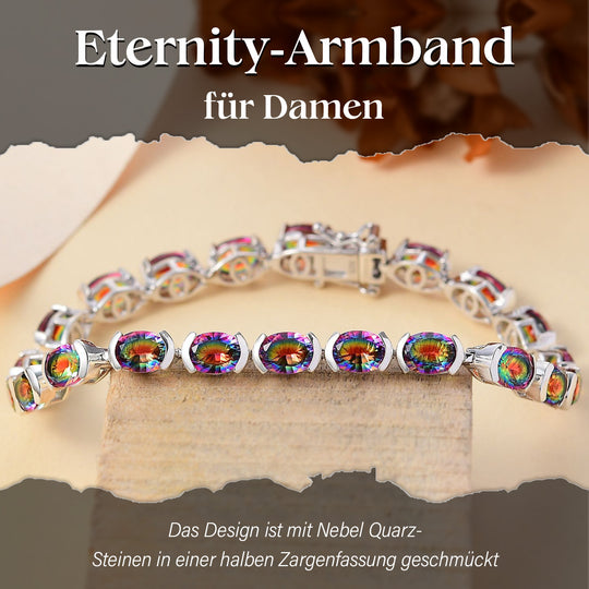 Nebel Quarz Armband ca. 19 cm 925 Silber rhodiniert ca. 20,57 ct.