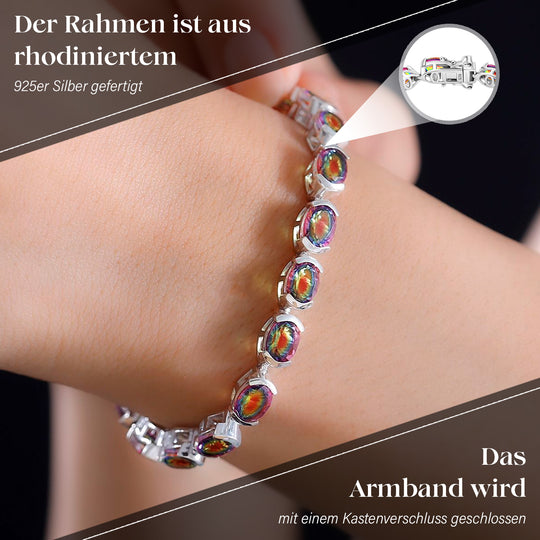 Nebel Quarz Armband ca. 19 cm 925 Silber rhodiniert ca. 20,57 ct.