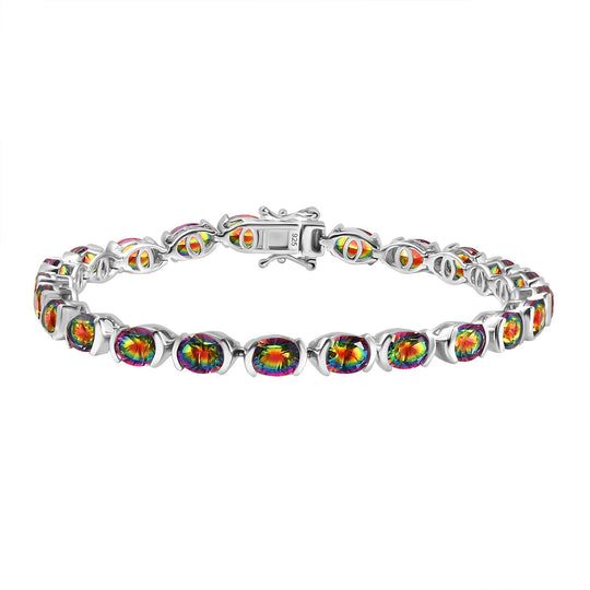 Nebel Quarz Armband ca. 19 cm 925 Silber rhodiniert ca. 20,57 ct.