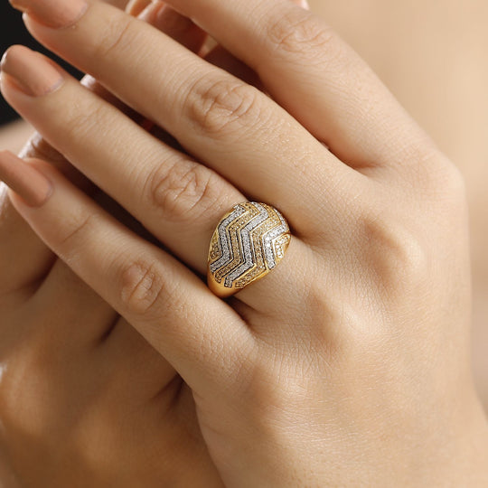 Zirkonia, Gelber Zirkonia Ring 925 Silber 750 Gelbgold Vermeil (Größe 18.00) 1.55 ct