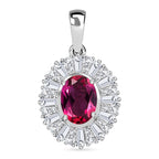 Lab Created Roter Smaragd (Beryll), Weißer Zirkon Anhänger 925 Silber rhodiniert ca. 2.23 ct