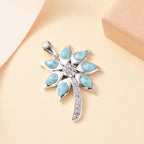 AA Natürlicher grüner Larimar, Weißer Zirkon Anhänger 925 Silber rhodiniert ca. 4.46 ct