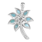 AA Natürlicher grüner Larimar, Weißer Zirkon Anhänger 925 Silber rhodiniert ca. 4.46 ct