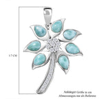 AA Natürlicher grüner Larimar, Weißer Zirkon Anhänger 925 Silber rhodiniert ca. 4.46 ct