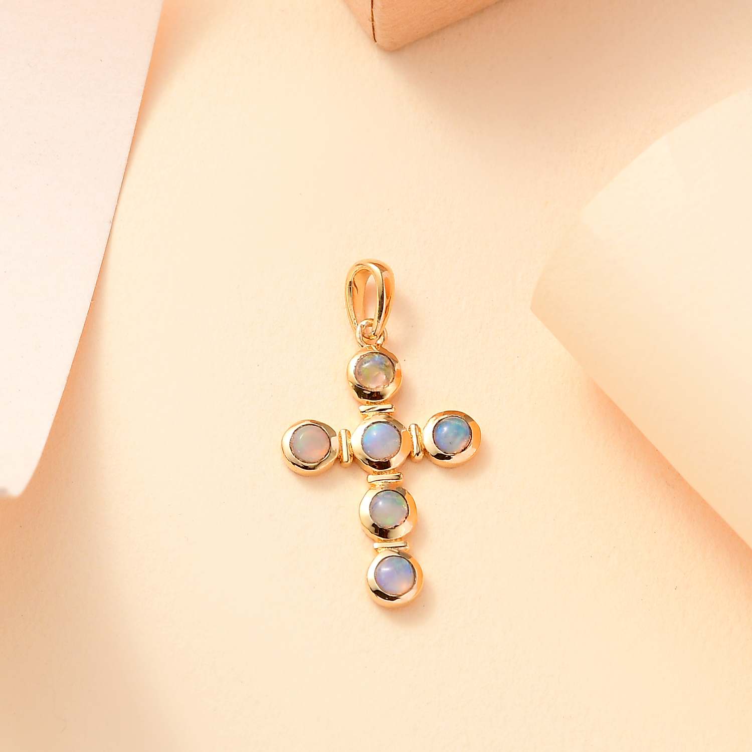 AA Natürlicher, äthiopischer Welo Opal Anhänger 925 Silber vergoldet ca. 0.47 ct