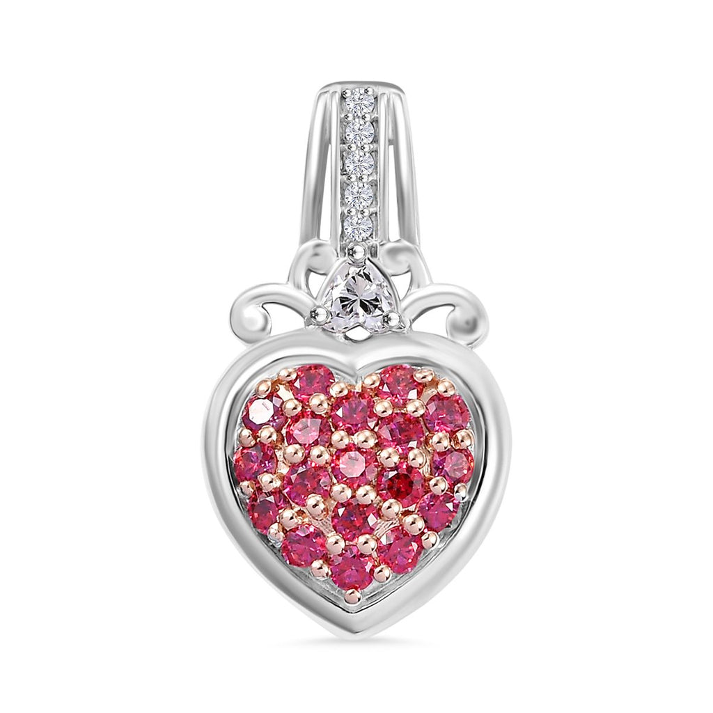 J Francis gefertigt mit SWAROVSKI Zirkonia, Roter Zirkonia Anhänger 925 Silber
