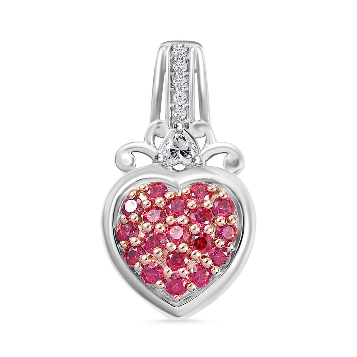 J Francis gefertigt mit SWAROVSKI Zirkonia, Roter Zirkonia Anhänger 925 Silber