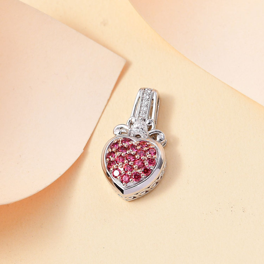 J Francis gefertigt mit SWAROVSKI Zirkonia, Roter Zirkonia Anhänger 925 Silber