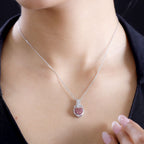 J Francis gefertigt mit SWAROVSKI Zirkonia, Roter Zirkonia Anhänger 925 Silber