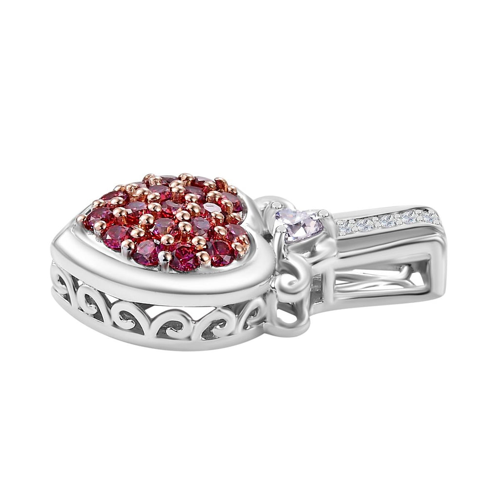 J Francis gefertigt mit SWAROVSKI Zirkonia, Roter Zirkonia Anhänger 925 Silber