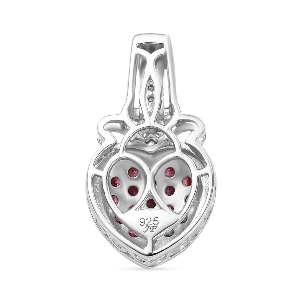 J Francis gefertigt mit SWAROVSKI Zirkonia, Roter Zirkonia Anhänger 925 Silber
