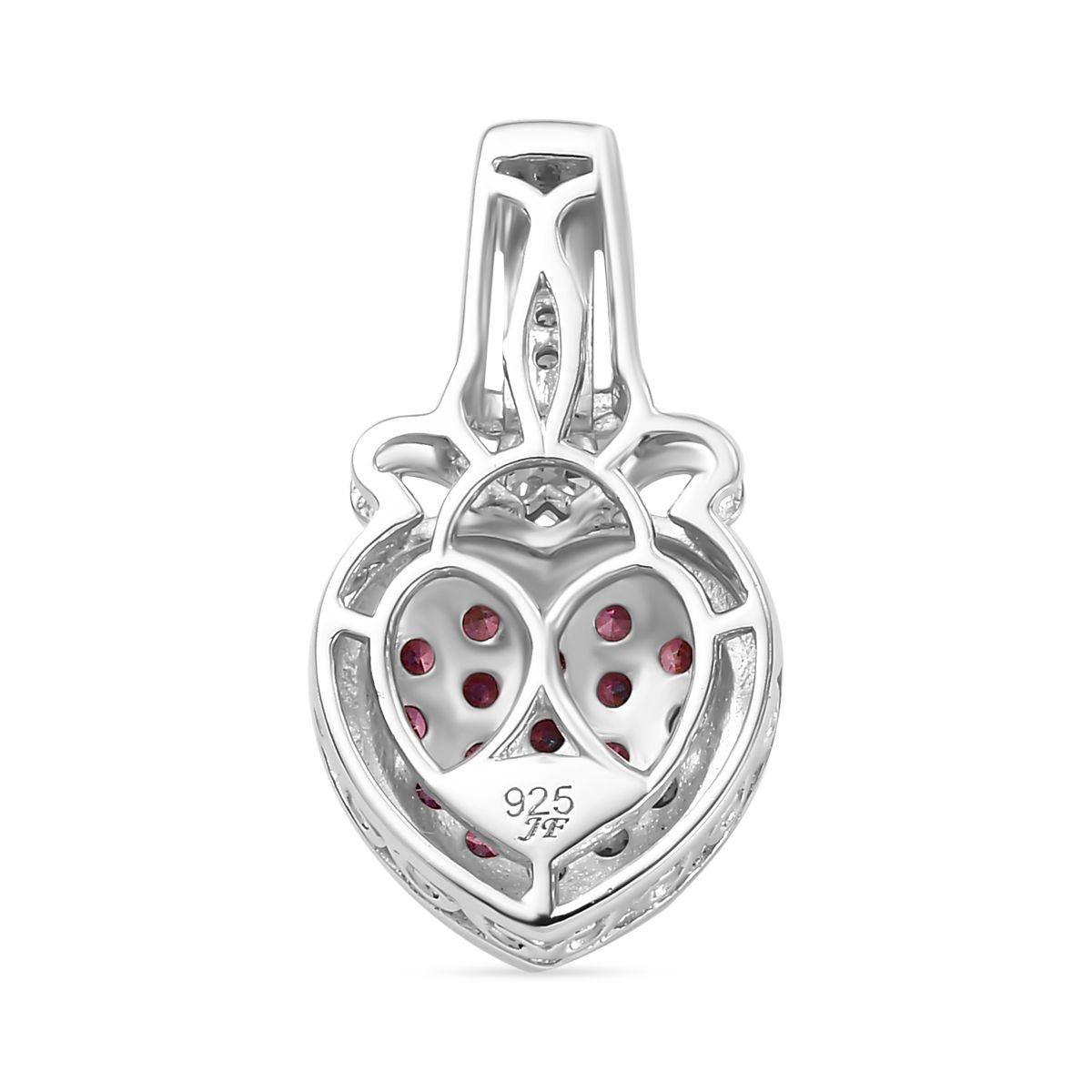 J Francis gefertigt mit SWAROVSKI Zirkonia, Roter Zirkonia Anhänger 925 Silber