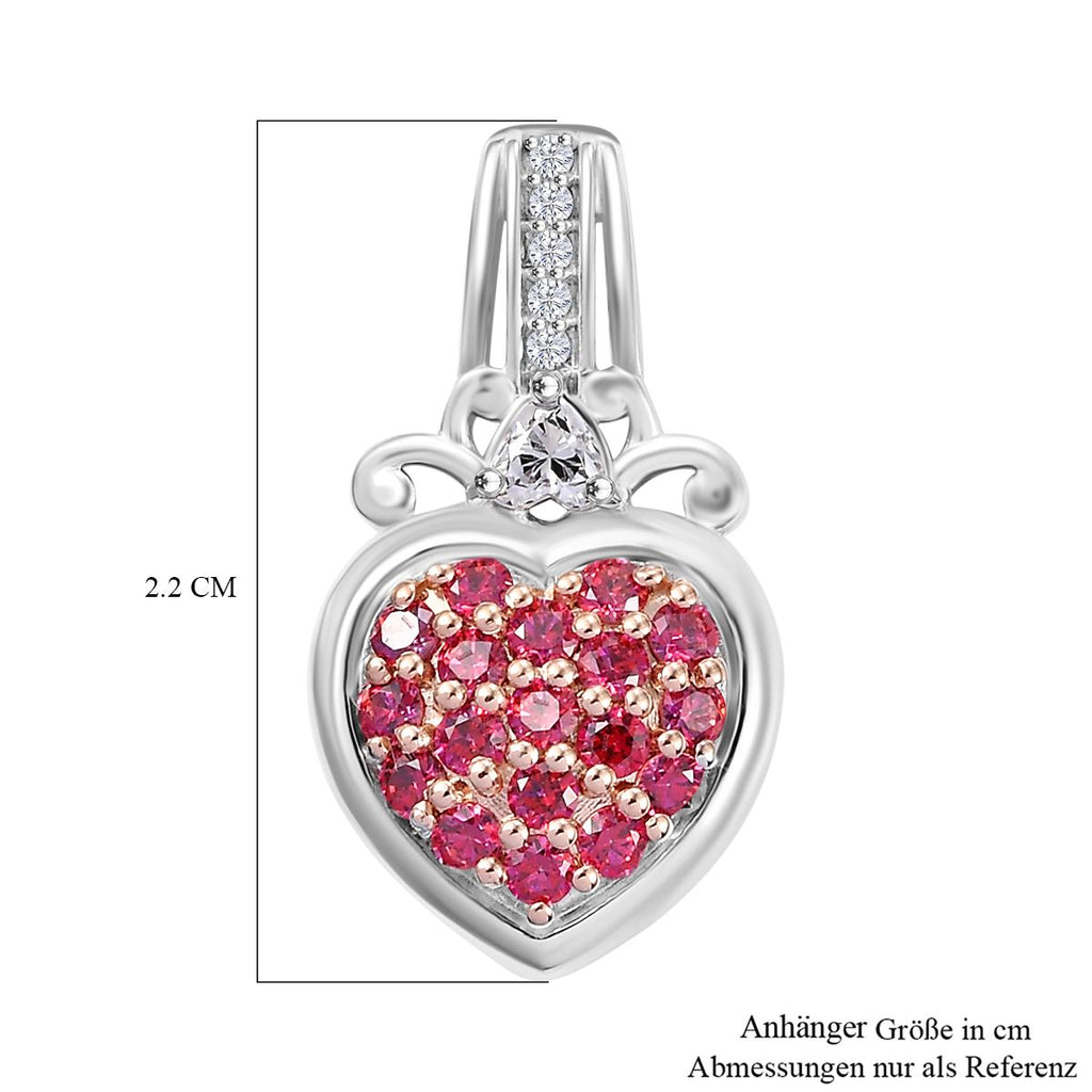 J Francis gefertigt mit SWAROVSKI Zirkonia, Roter Zirkonia Anhänger 925 Silber