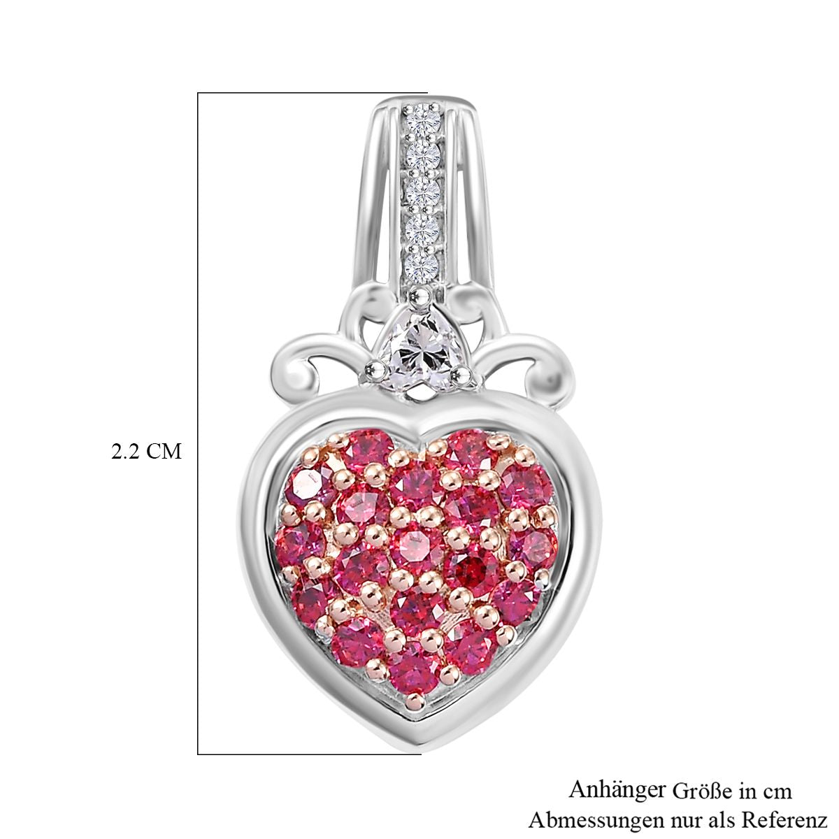 J Francis gefertigt mit SWAROVSKI Zirkonia, Roter Zirkonia Anhänger 925 Silber