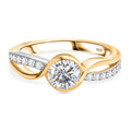 Moissanit Ring 925 Silber Rhodiniert und 750 Gelbgold Vermeil (Größe 17.00) ca. 0,99 ct