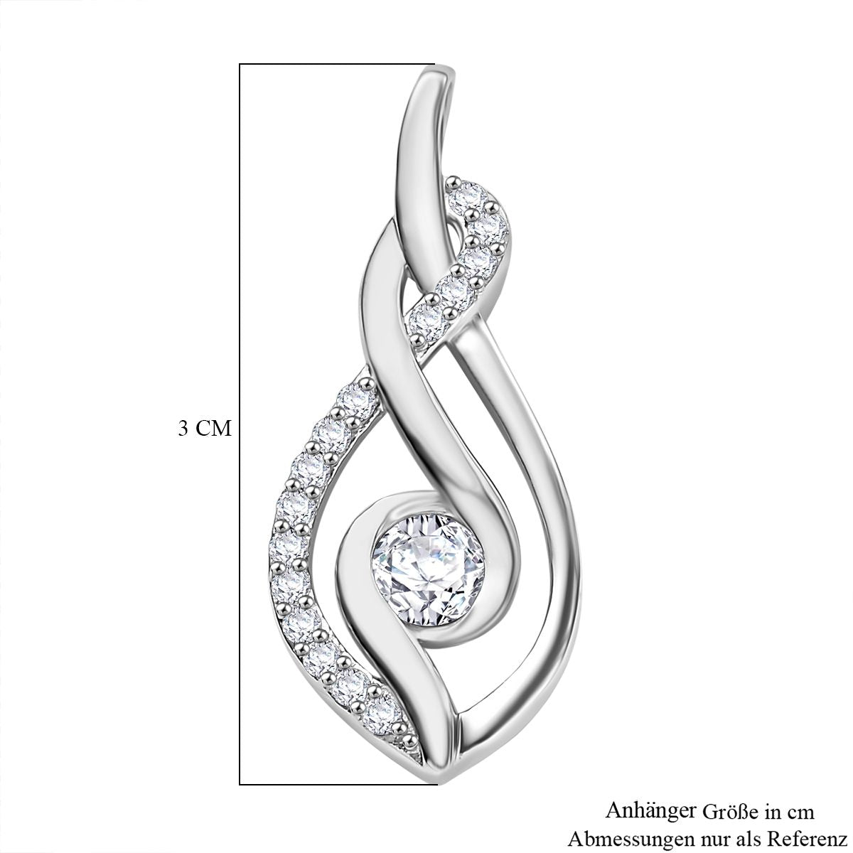 Moissanit Anhänger 925 Silber platiniert ca. 0.60 ct