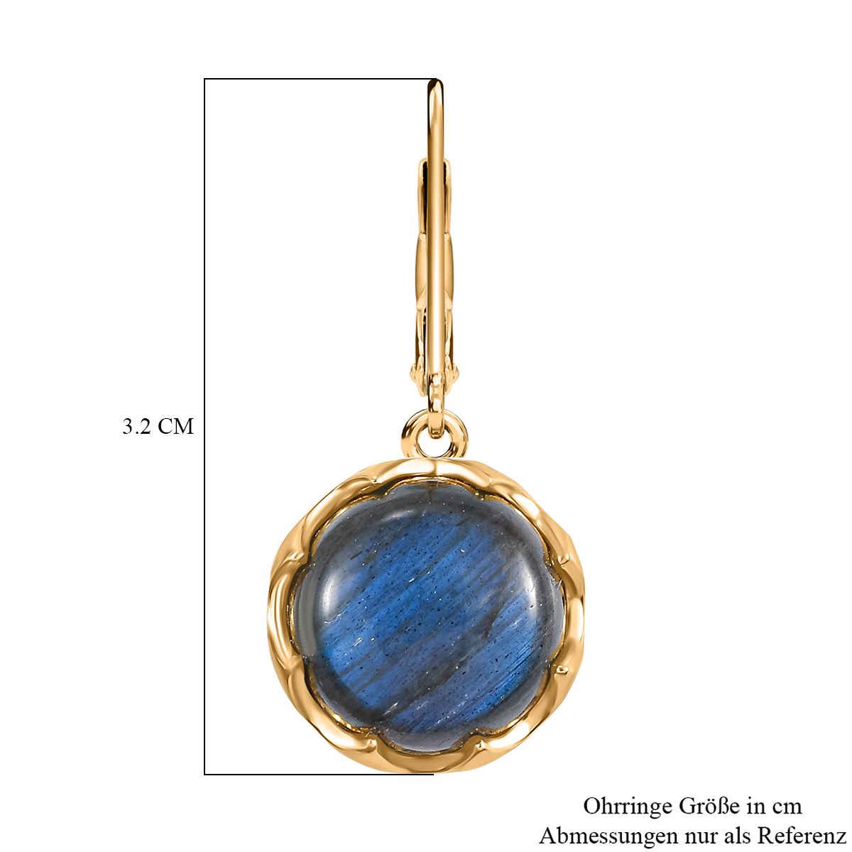 Labradorit, Weißer Zirkon Ohrringe Goldfarben ca. 15.25 ct