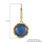 Labradorit, Weißer Zirkon Ohrringe Goldfarben ca. 15.25 ct