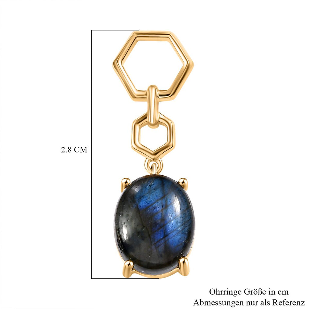 Labradorit Ohrringe 925 Silber vergoldet ca. 8.58 ct