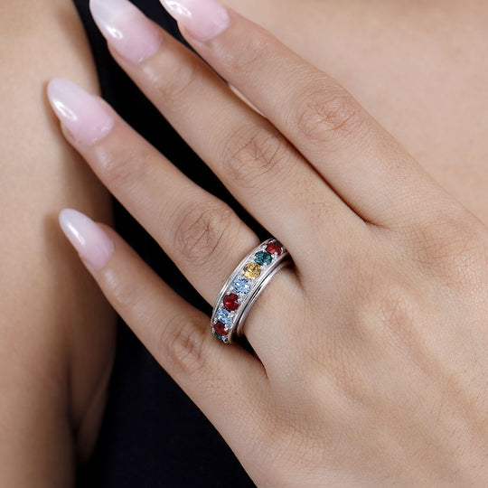 J Francis gefertigt mit SWAROVSKI Aquamarin Swarovski Kristall, Smaragd Swarovski Kristall Ring 925 Silber rhodiniert (Größe 17.00)