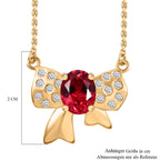 Lab Created Padparadscha-Saphir, Weißer Zirkon Halskette ca. 45 cm 925 Silber 750 Gelbgold Vermeil ca. 3.17 ct