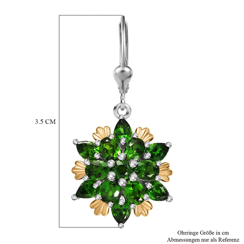 Natürliche Chromdiopsid Ohrringe, 925 Silber rhodiniert ca. 4.40 ct
