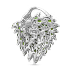 Natürlicher Chromdiopsid, Weißer Zirkon Anhänger 925 Silber rhodiniert ca. 2.86 ct