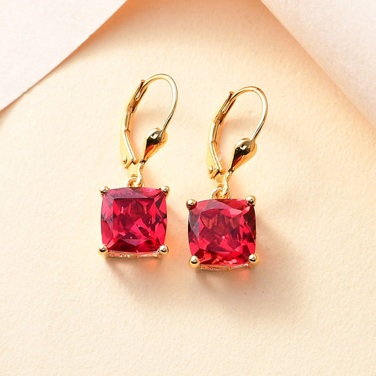 Lab Created Padparadscha-Saphir Ohrringe 925 Silber 750 Gelbgold Vermeil ca. 9.72 ct