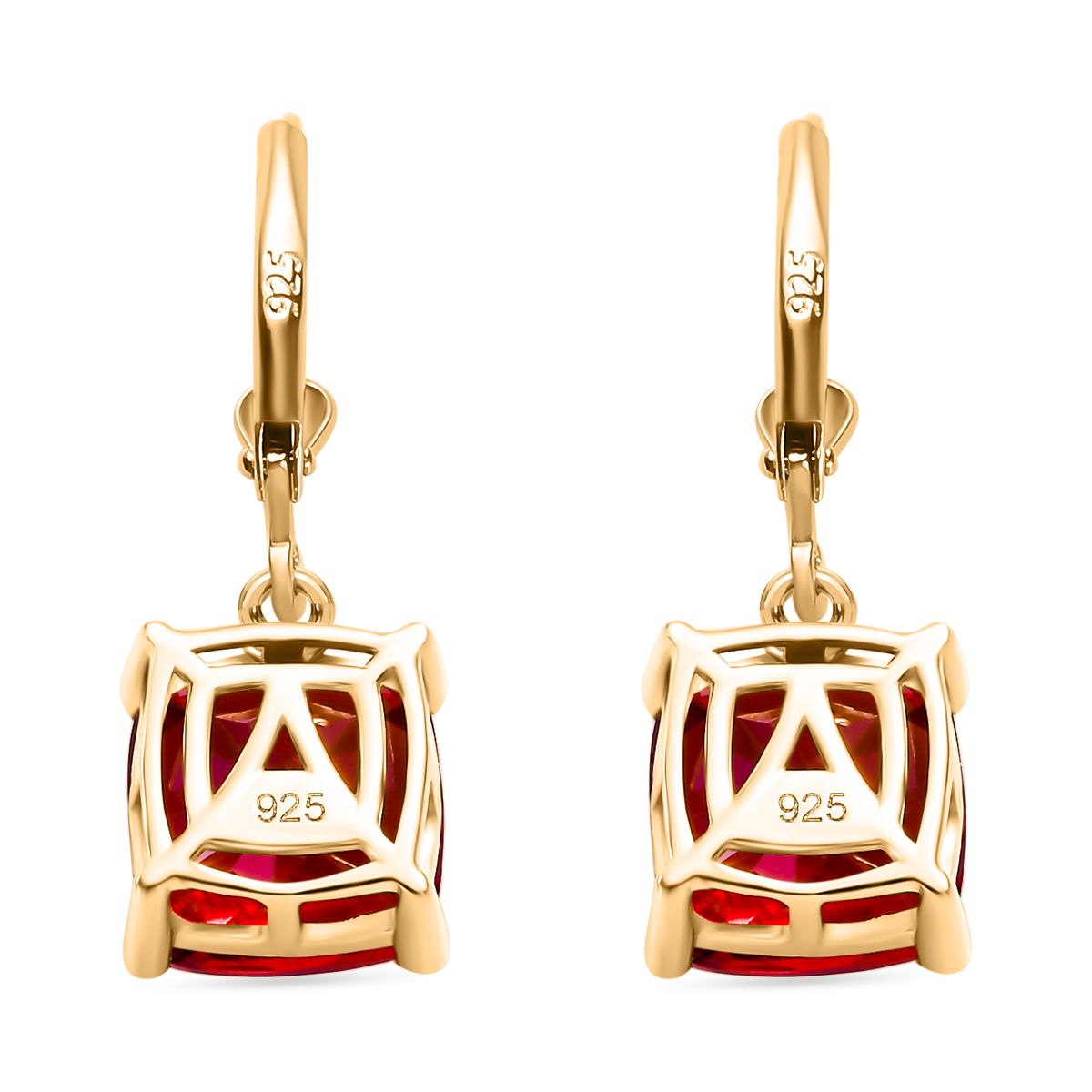 Lab Created Padparadscha-Saphir Ohrringe 925 Silber 750 Gelbgold Vermeil ca. 9.72 ct