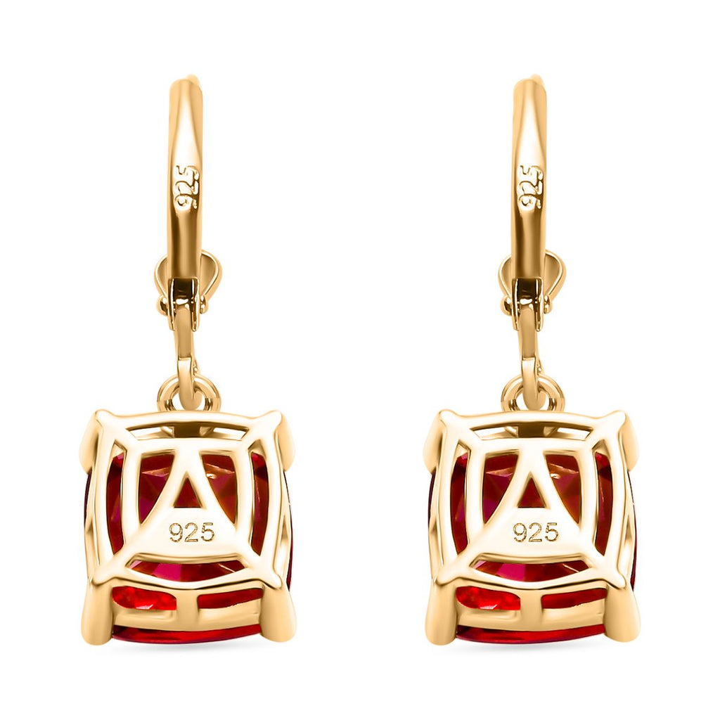 Lab Created Padparadscha-Saphir Ohrringe 925 Silber 750 Gelbgold Vermeil ca. 9.72 ct
