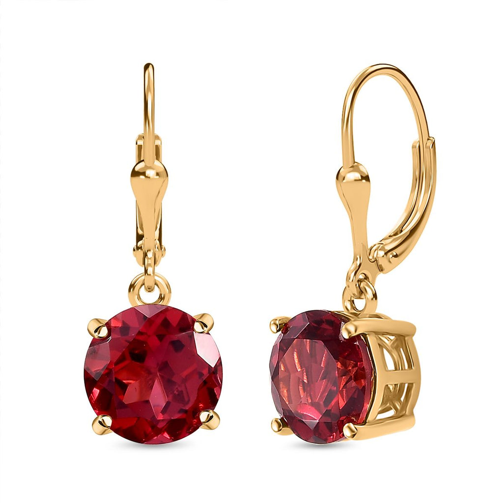 Lab Created Padparadscha-Saphir Ohrringe 925 Silber 750 Gelbgold Vermeil ca. 7.88 ct