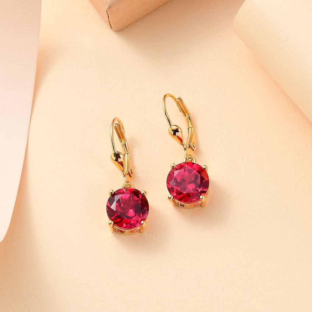 Lab Created Padparadscha-Saphir Ohrringe 925 Silber 750 Gelbgold Vermeil ca. 7.88 ct