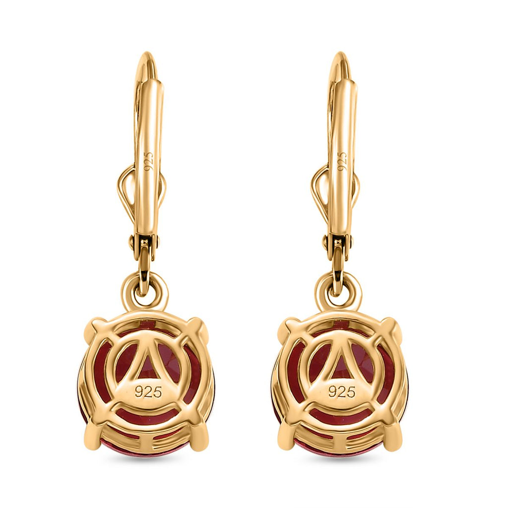 Lab Created Padparadscha-Saphir Ohrringe 925 Silber 750 Gelbgold Vermeil ca. 7.88 ct