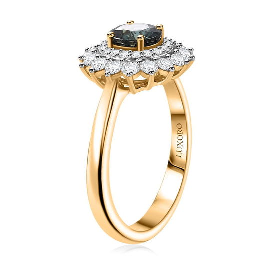 AAA Australischer-Saphir, Weißer Diamant AGI zertifiziert Ring 585 Gold (Größe 18.00) ca. 1.82 ct