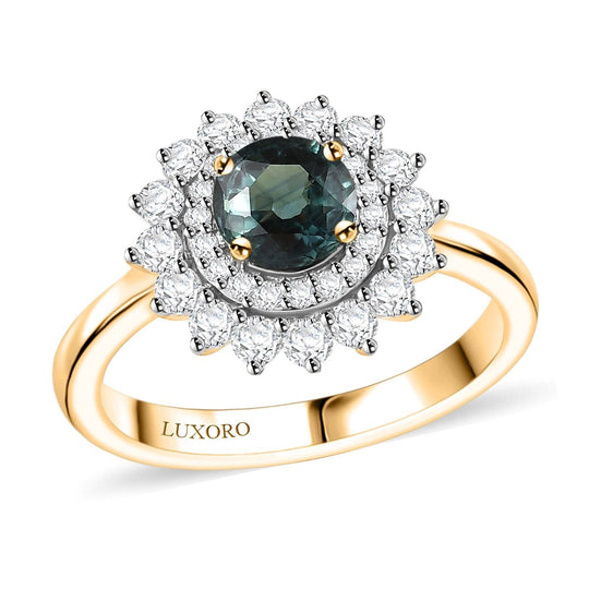 AAA Australischer-Saphir, Weißer Diamant AGI zertifiziert Ring 585 Gold (Größe 18.00) ca. 1.82 ct