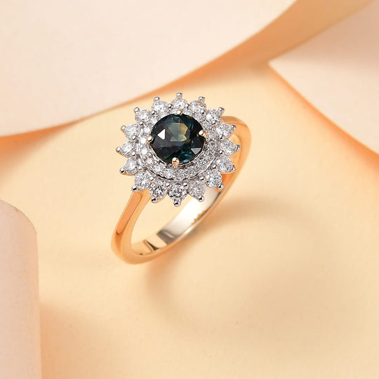 AAA Lavendel-Saphir, Weißer Diamant AGI zertifiziert Ring 585 Gold (Größe 17.00) ca. 1.63 ct