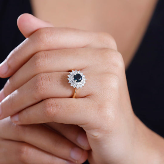 AAA Lavendel-Saphir, Weißer Diamant AGI zertifiziert Ring 585 Gold (Größe 17.00) ca. 1.63 ct