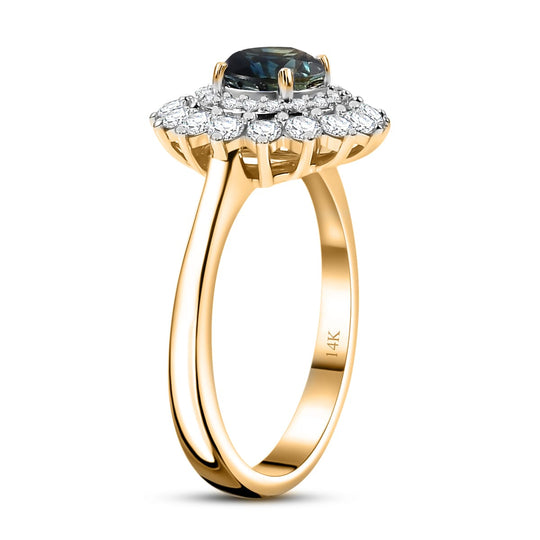 AAA Lavendel-Saphir, Weißer Diamant AGI zertifiziert Ring 585 Gold (Größe 17.00) ca. 1.63 ct
