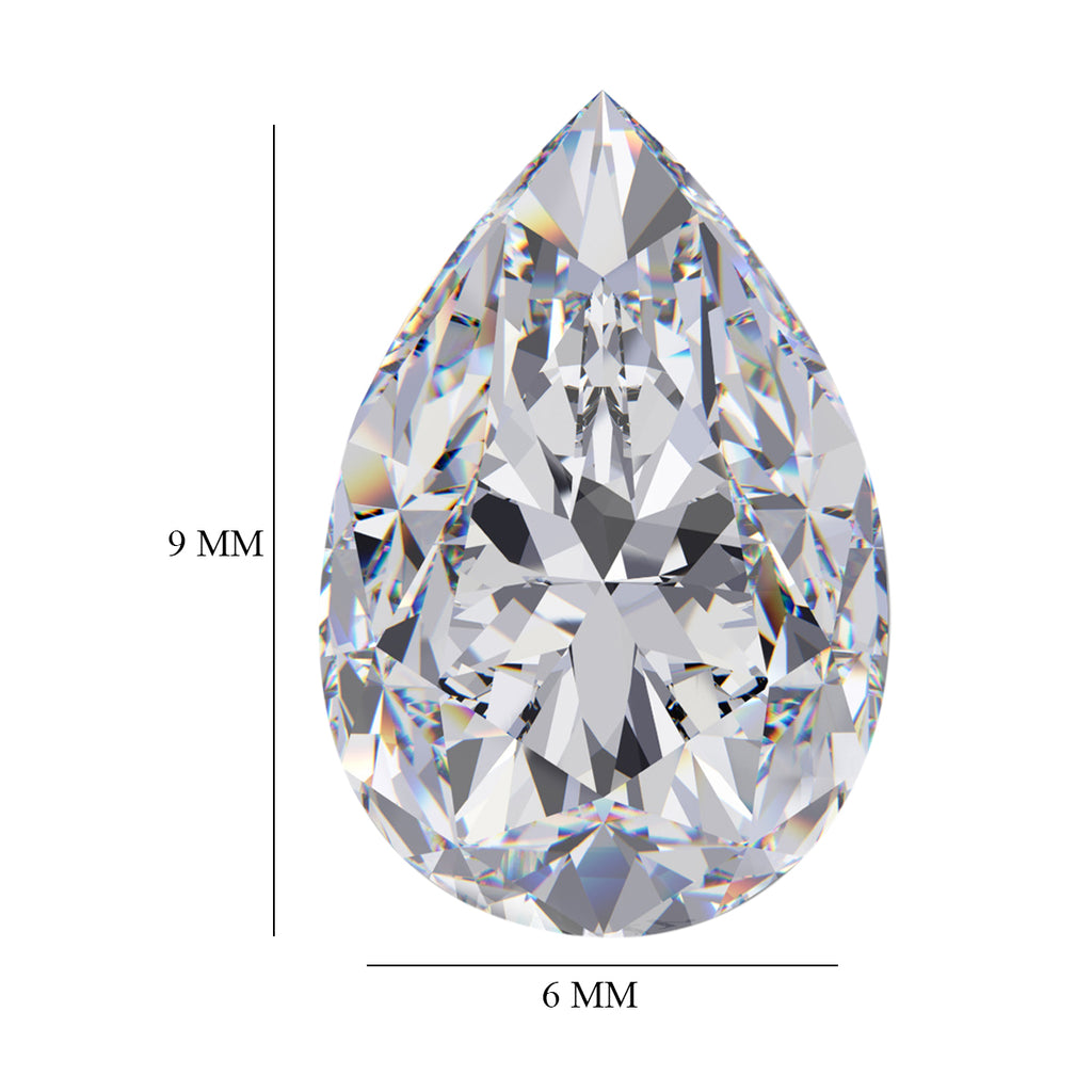 Moissanite Pear 9x6 Faceted Cut 1A 1.30 Ct