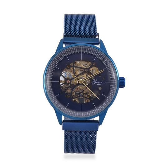 GENOA Automatik Mechanische Uhr mit Schwarzem Sonnenschein-Hohlzifferblatt und Modernem Minimalistischem Runddesign